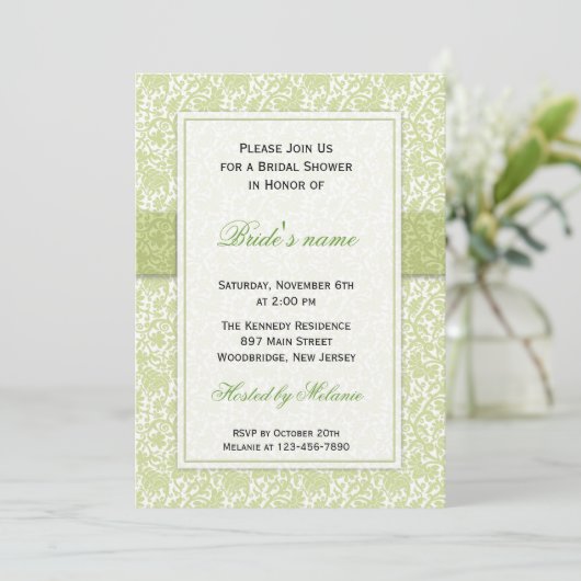 Groen: : Trendy Wedding Bridal Shower-uitnodiginge Kaart (Staand voorkant)