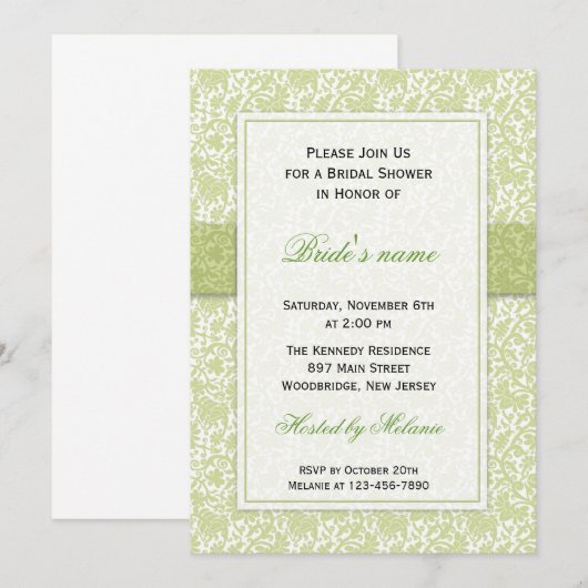 Groen: : Trendy Wedding Bridal Shower-uitnodiginge Kaart (Voorkant / Achterkant)
