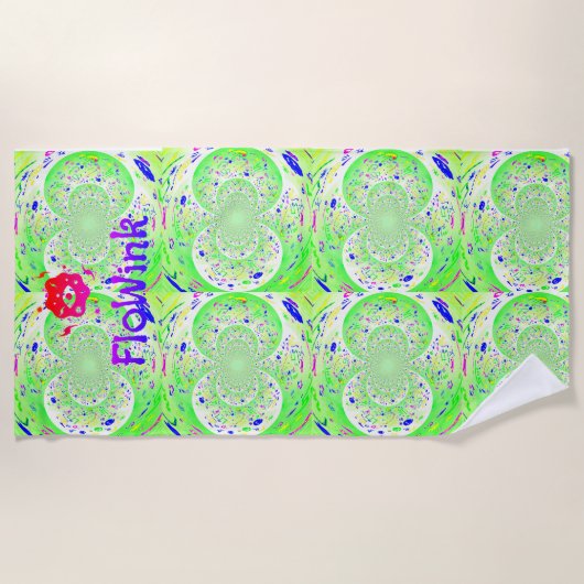 Groen Trippy Funky Strandlaken (Voorkant)