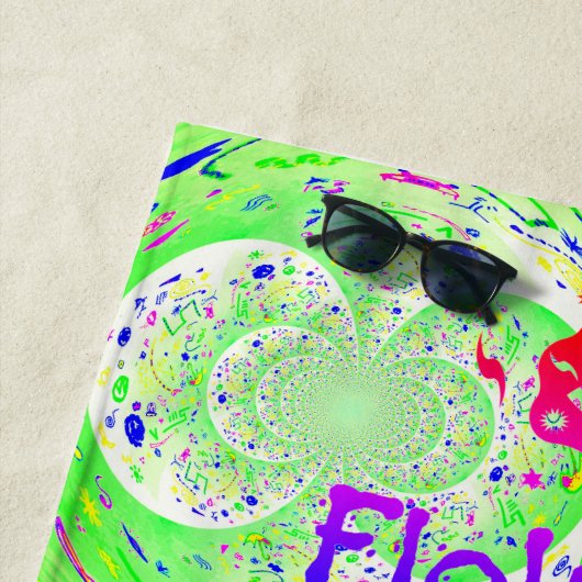 Groen Trippy Funky Strandlaken (In situ)