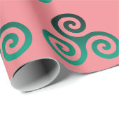 Groen Tris Symbol Roze Cadeaupapier (Rol Hoek)