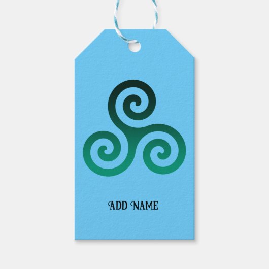 Groen Triskele Bord Blauw Cadeaulabel (Voorkant)