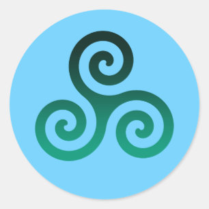 Groen Triskele Bord Blauw Ronde Sticker
