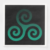 Groen Triskele Oude Keltische Extravagant Zwart Servet (Voorkant)