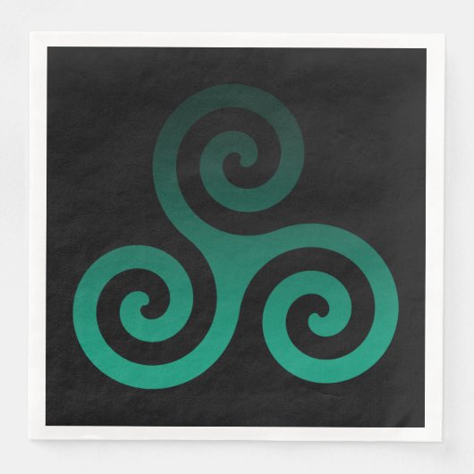 Groen Triskele Oude Keltische Extravagant Zwart Servet (Voorkant)