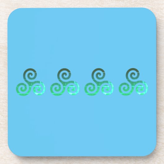 Groen triskele Oude Keltische symbool Sky Blue Bier Onderzetter (Voorkant)