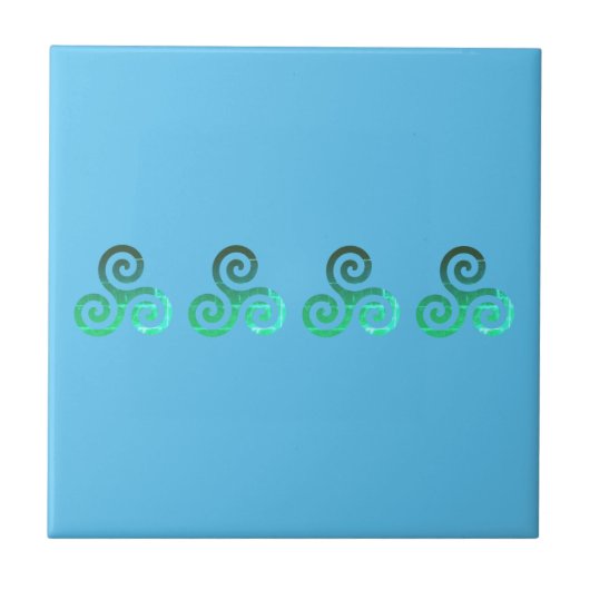 Groen triskele Oude Keltische symbool Sky Blue Tegeltje (Voorkant)
