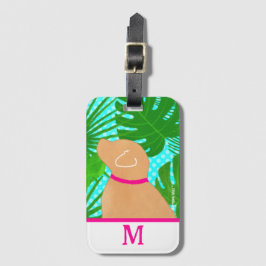 Groen Tropical Tree Island Geel Dog Bagagelabel