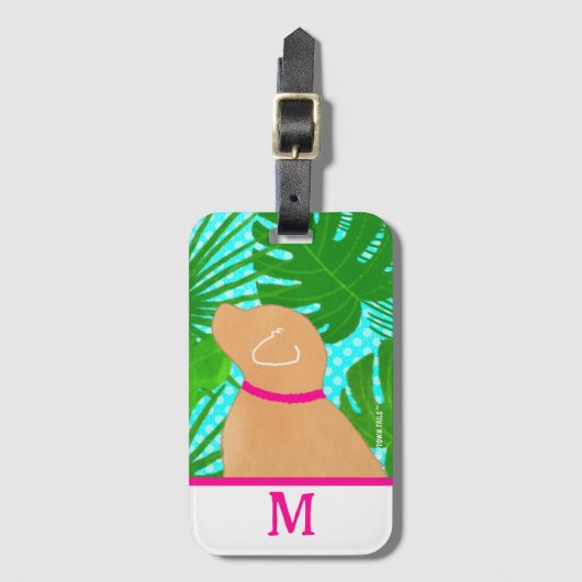 Groen Tropical Tree Island Geel Dog Bagagelabel (Voorkant (verticaal))