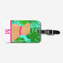 Groen Tropical Tree Island Geel Dog Bagagelabel