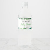Groen Tropisch Blad Baby shower Favor Waterfles Etiket (Voorkant)