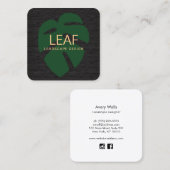 Groen Tropisch Blad Houten Landschapsontwerper Vierkante Visitekaartje (Voorkant / Achterkant)