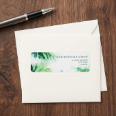 Groen Tropisch Blad Retouradreslabel Etiket