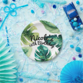 Groen Tropisch Bladeren Wit Elegant Zomerfeest Papieren Bordje (Feest)