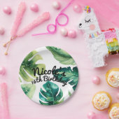 Groen Tropisch Bladeren Wit Elegant Zomerfeest Papieren Bordje (Feest)