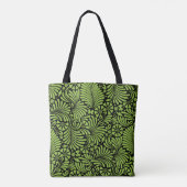 Groen Tropisch Damaskpatroon met Monogram Tote Bag (Achterkant)