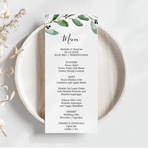 Groen Tropisch Eucalyptus Diner Menu Kaart