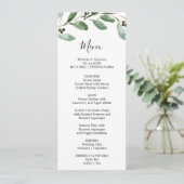 Groen Tropisch Eucalyptus Diner Menu Kaart (Staand voorkant)