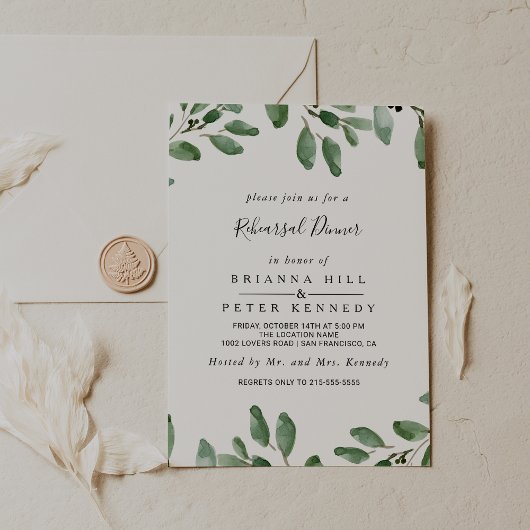 Groen Tropisch Eucalyptus repetitie diner Kaart