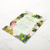 Groen | Tropisch goud in Aloha Hawaii Folie Uitnodiging (Gedraaid)
