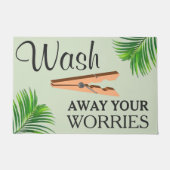 Groen Tropisch Grappig Wasruimte Bord Deurmat (Voorkant)