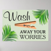 Groen Tropisch Grappig Wasruimte Bord Poster (Voorkant)