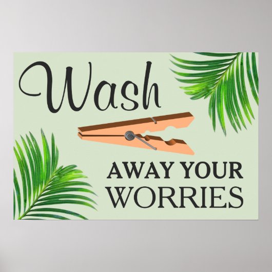 Groen Tropisch Grappig Wasruimte Bord Poster (Voorkant)