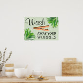 Groen Tropisch Grappig Wasruimte Bord Poster (Keuken)