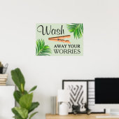 Groen Tropisch Grappig Wasruimte Bord Poster (Thuiskantoor)