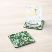 Groen tropisch lederen patroon bier onderzetter (Rechterzijde)