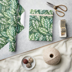 Groen tropisch lederen patroon cadeaupapier