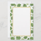 Groen Tropisch Longpatroon met Faux Gold Lijst Briefpapier (Voorkant)