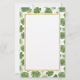Groen Tropisch Longpatroon met Faux Gold Lijst Briefpapier