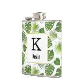 Groen Tropisch Longpatroon met Faux Gold Lijst Heupfles (Links)