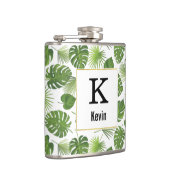 Groen Tropisch Longpatroon met Faux Gold Lijst Heupfles (Rechts)