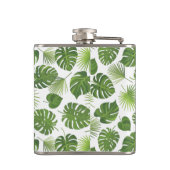 Groen Tropisch Longpatroon met Faux Gold Lijst Heupfles (Achterkant)