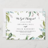 Groen Tropisch Modern Calligrafie Elopement Aankondiging (Voorkant)