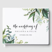 Groen Tropisch Modern Kalligrafie Bruiloft Gastenboek (Voorkant)