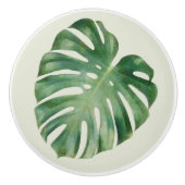 Groen Tropisch Monstera blad Keramische Knop (Voorkant)