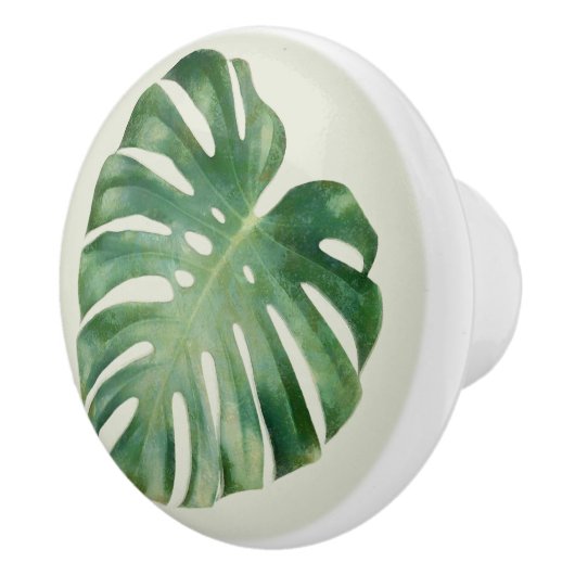 Groen Tropisch Monstera blad Keramische Knop (Rechts)