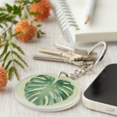 Groen Tropisch Monstera blad Sleutelhanger (Voorkant Rechts)