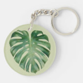 Groen Tropisch Monstera blad Sleutelhanger (Achterkant)