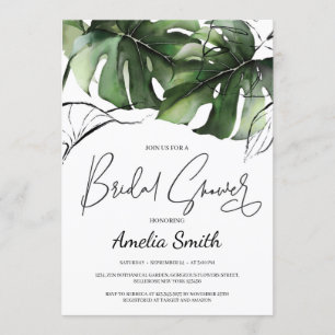 Groen tropisch monstera verlaat vrijgezellenfeest kaart