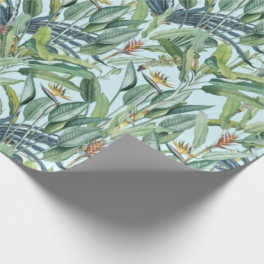 Groen tropisch Oerwoud Banaan Strelitzia Cadeaupapier (Hoek)