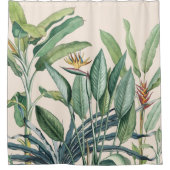 Groen tropisch Oerwoud Banaan Strelitzia Douchegordijn (Voorkant)