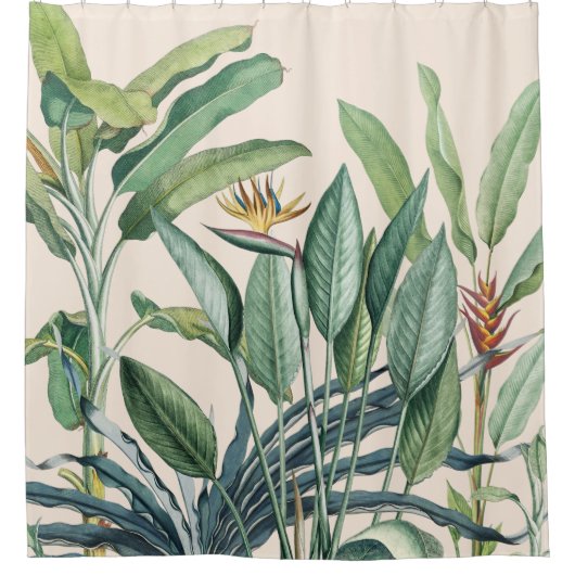 Groen tropisch Oerwoud Banaan Strelitzia Douchegordijn (Voorkant)