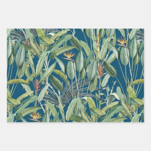 Groen tropisch Oerwoud Banaan Strelitzia Inpakpapier Vel (Voorkant)