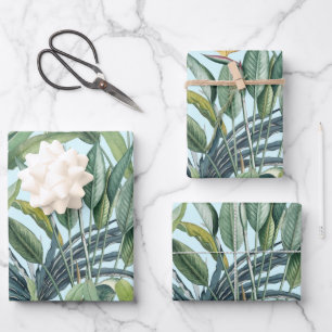 Groen tropisch Oerwoud Banaan Strelitzia Inpakpapier Vel