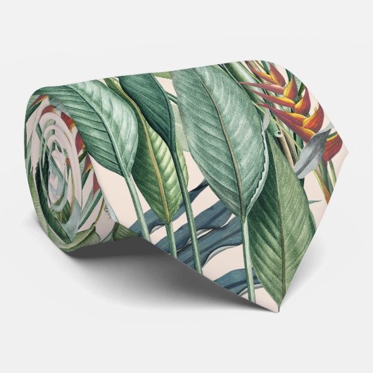 Groen tropisch Oerwoud Banaan Strelitzia Stropdas (Opgerold)