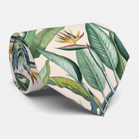 Groen tropisch Oerwoud Banaan Strelitzia Stropdas (Opgerold)